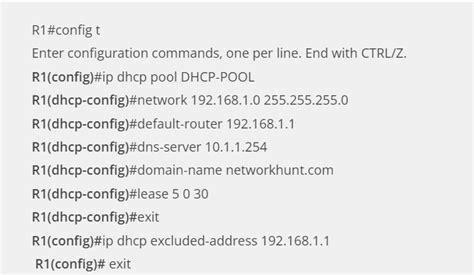 dhcp pool configuration cisco router